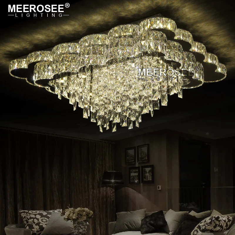 Luxurious Crystal Ceiling Lamp Rectangle LED Crystals Lustres Lighting for Villa Hotel Restaurant Indoor Luminaire