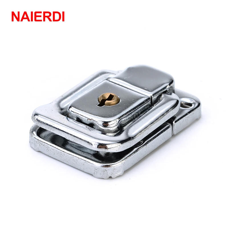 NAIERDI J402 Cabinet Box Square Lock With Key Spring Latch Catch Toggle Locks Mild Steel Hasp For Sliding Door Window Hardware