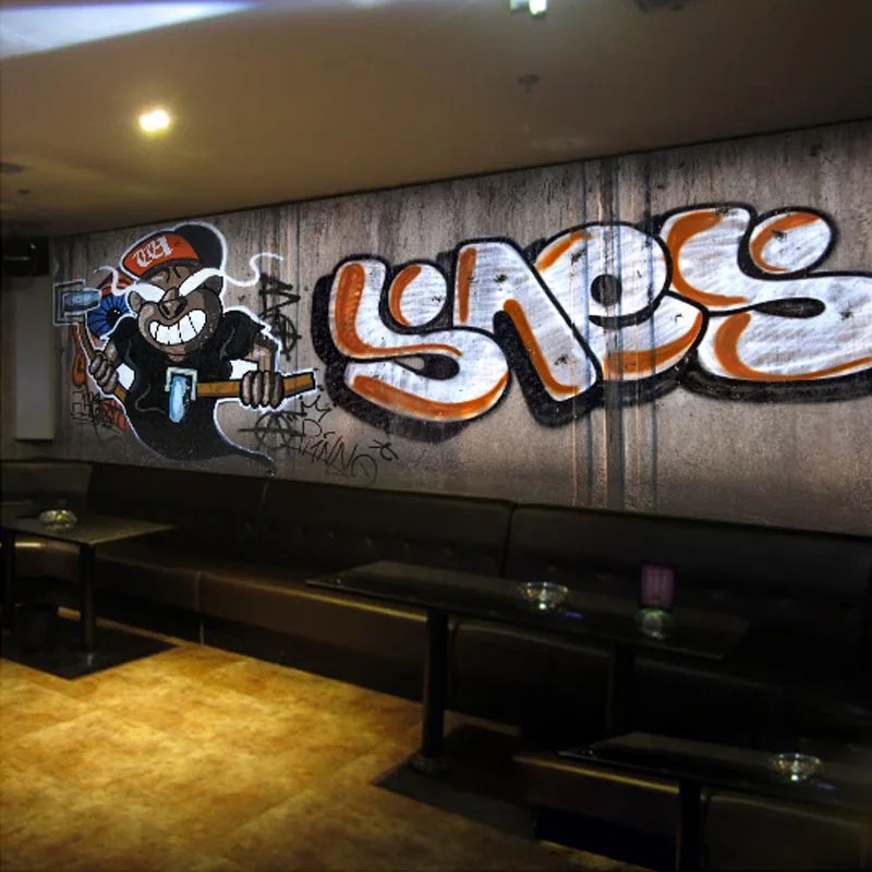 

beibehang Custom Mural Wallpaper Abstract Graffiti KTV Lounge Bar Cafe Living Room Backdrop 3D Retro Wallpaper Papel