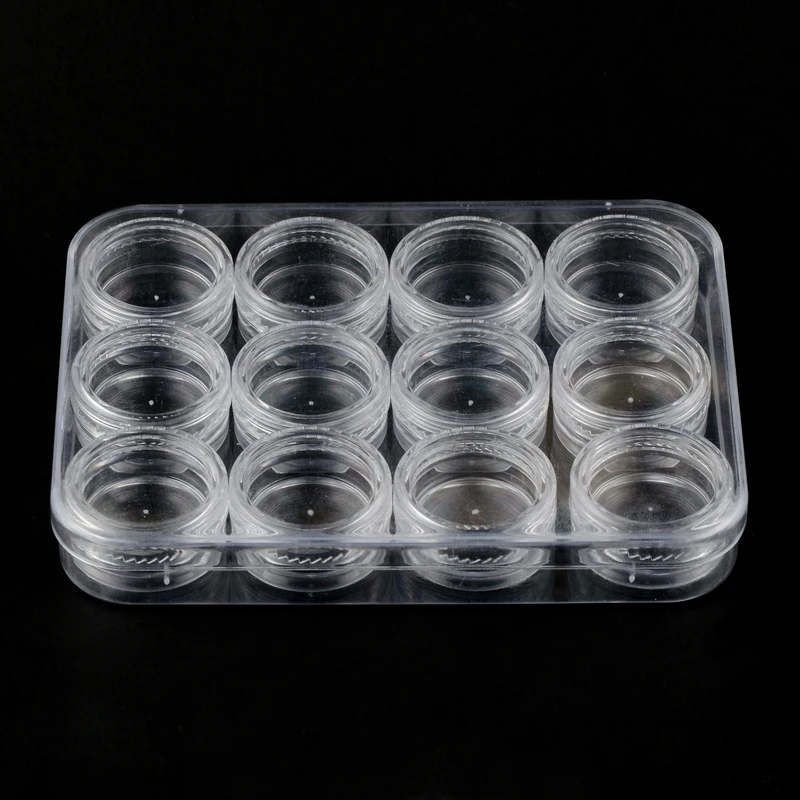 12 Grids Nail Storage Case Organizer Clear Empty Plastic Earring Jewelry Bead Container Nail Art Rhinestones Storage Box