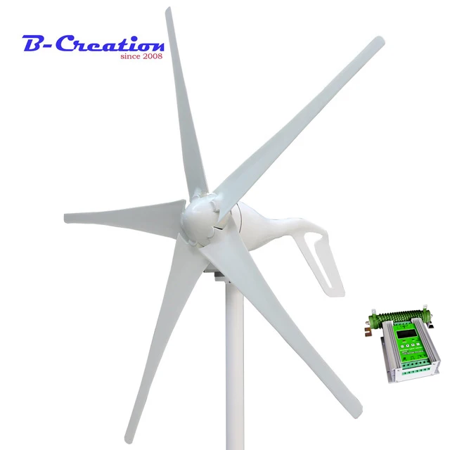 400 Watts Mini Wind Turbine Generator 5 Blades Small Windmill  500w MPPT Wind Solar Hybrid Charge Controller Household Generator