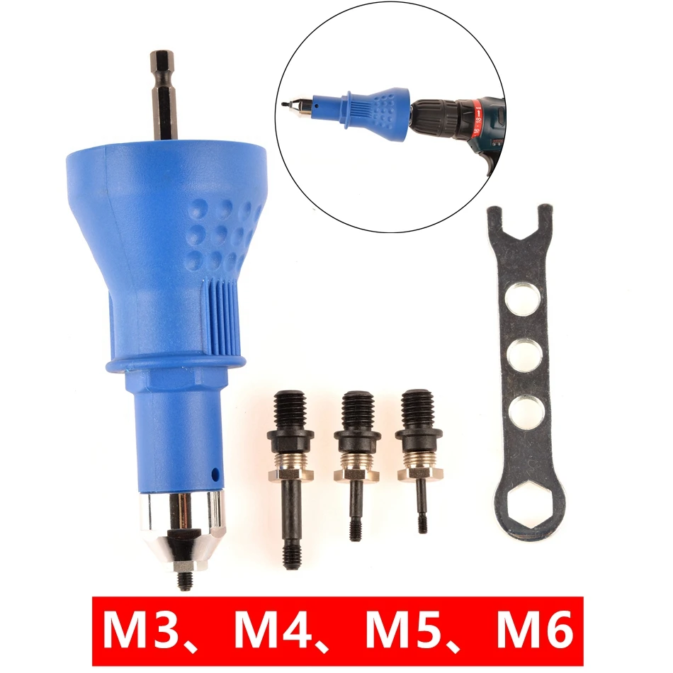 M3-M6 Đinh Tán Nut Công Cụ Bộ Chuyển Đổi Không Dây Khoan Adapter Đinh Tán Nut Gun Pin Điện Đinh Tán Khoan Máy Tán Đinh