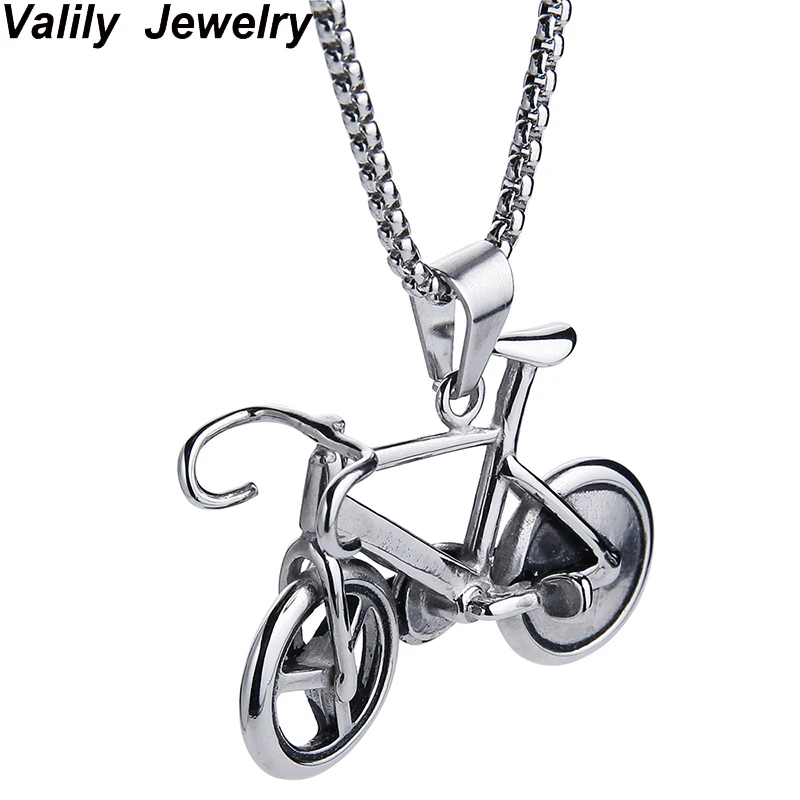 Valily Bicycle Necklace Black Color Stainless Steel Bike Pendants & Chain For Men/Women 2017 Hot Fashion Jewelry Necklaces