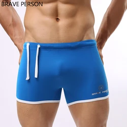 BRAVE PERSON Brand Swimwear Beach Sexy Men Swimming Trunks Swimsuit Bathing Boxer Plus Size Solid Pouch Bulge Swim Shorts Sunga