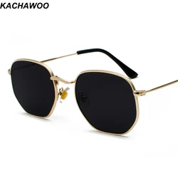 Kachawoo Vintage Gold Sunglasses Men Square Metal Frame Silver Brown Black Small Sun Glasses Female Unisex Summer Style