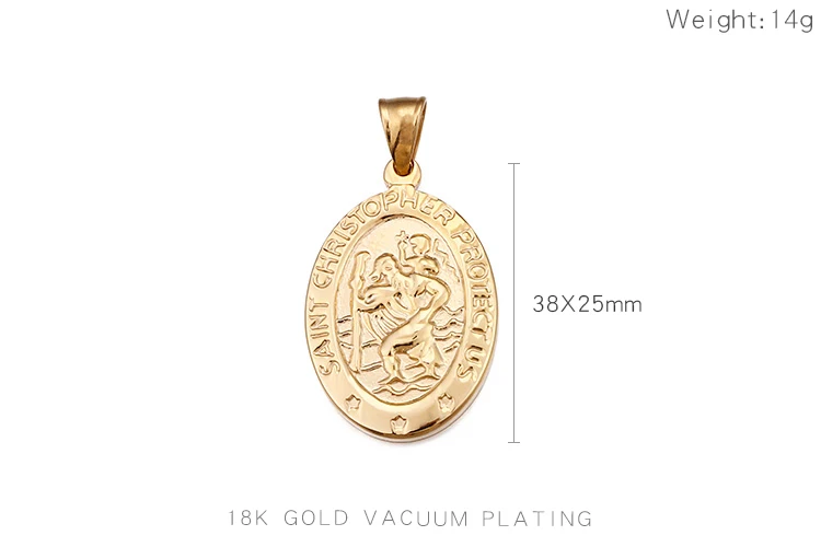 Jesus Saint Christopher Charms Stainless Steel Pendant For Christians Gold Color Jewelry Making