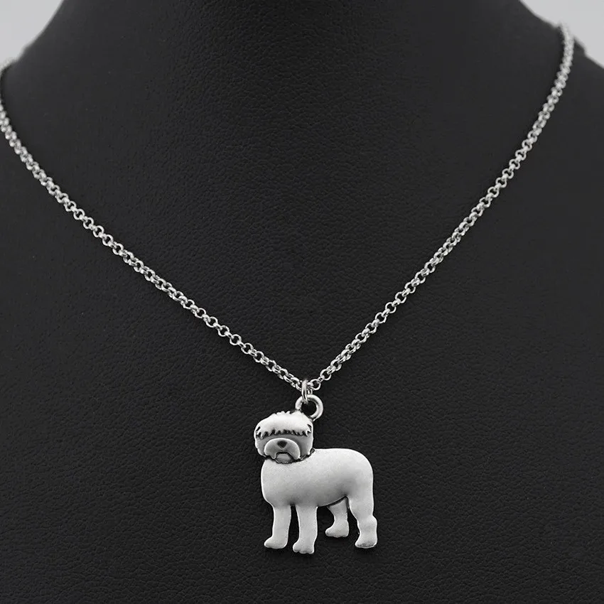 Vintage 3D Old English Sheepdog Pendant Stainless Steel Chain Necklace Colar Boho Dog Charm Necklaces For Women Men Best Gift