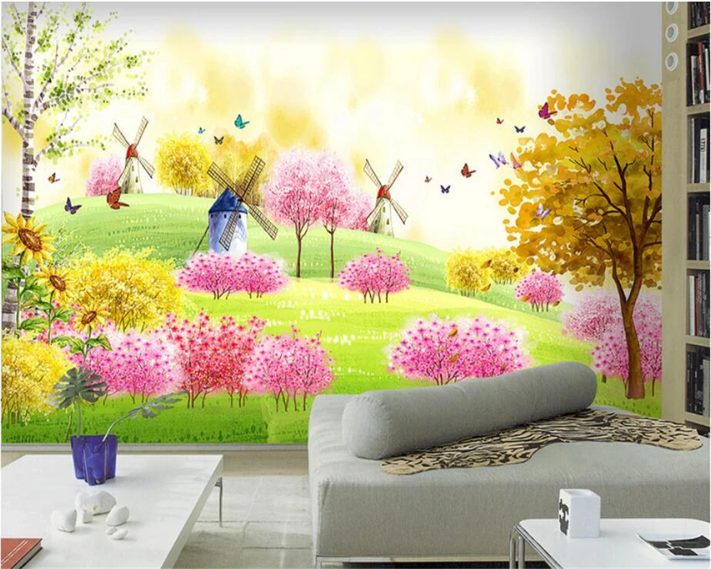 Home Decoration wallpaper for walls 3d Warm lovely cartoon TV background wall children's room wallpaper wall painting beibehang