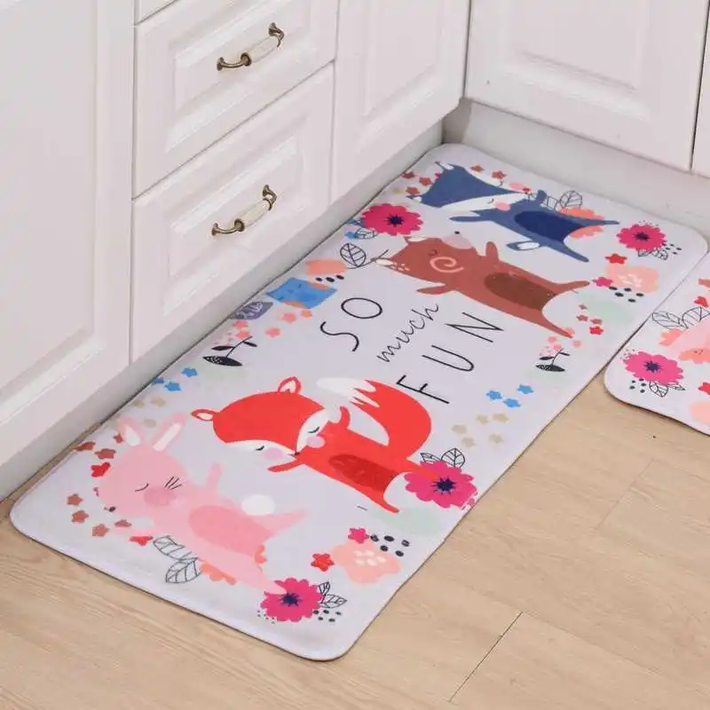 Cartoon Kitchen Mat Lovely Memory Foam Area Rugs Doormats Bathroom Anti-slip Floor Mat Flannel Rugs Carpets Set for Living Room