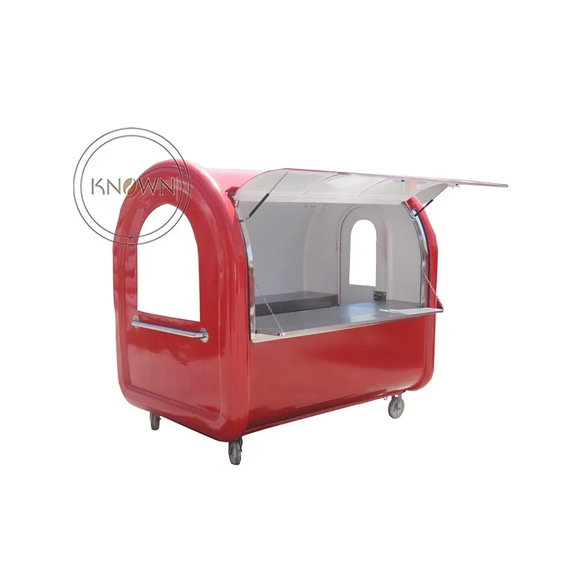 

CFR shipping by sea 2 colors 2.2m length street food kiosk cart for sale with inside snacks machine optional