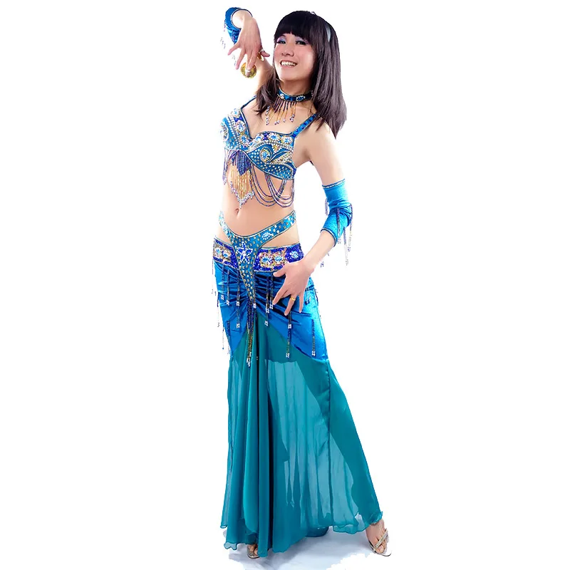 Professional Belly dance costumes for women sexy belly dancing dress stage wear dance suit: Bra belt skirt belly dance clothes