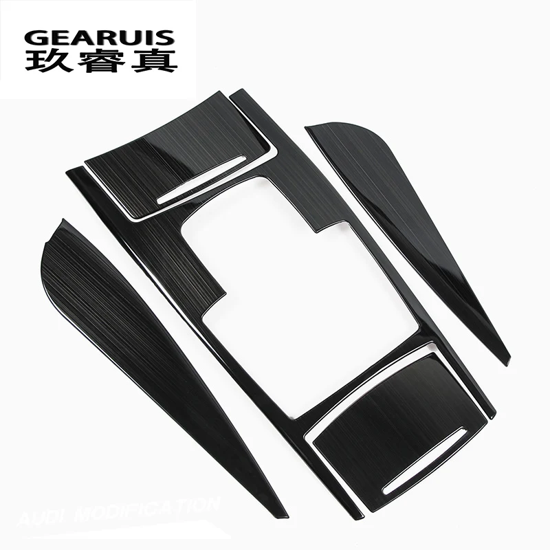 Car Styling Gear Frame Decoration Cover Start button Sticker Trim For Audi A6 C5 C6 Carbon Fiber Stainless Steel Water cup panel