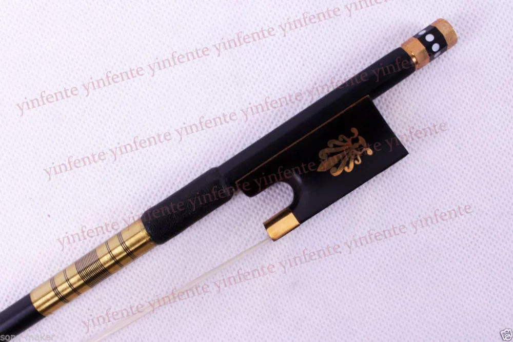 

1 pcs Violin Bow Black Carbon Fiber Round Stick Ebony 4/4 #6