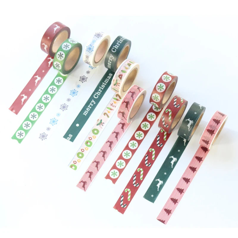 Domikee 2019 new Christmas theme decoration masking tape for DIY craft work,cute washi tapes set for gift packing/greeting card