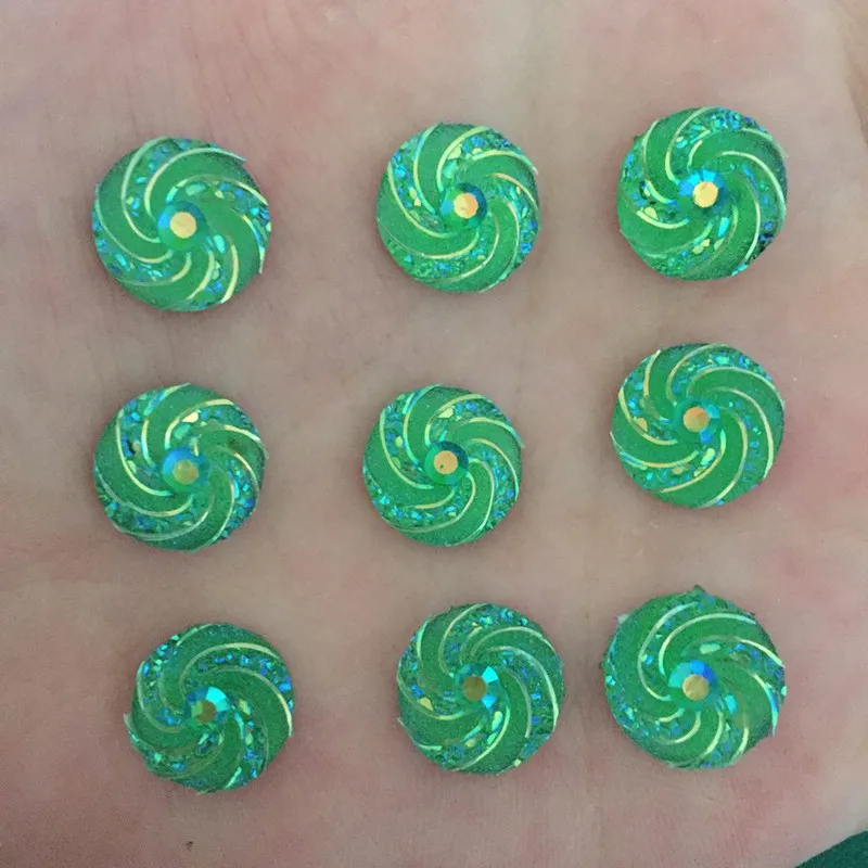 30 pezzi 12 mm AB resina rotonda vortice con retro piatto strass decorazione di nozze C87