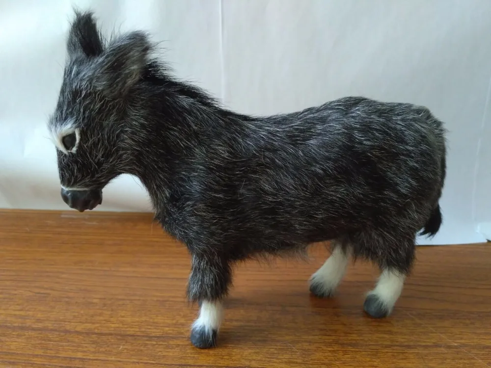 

Simulation donkey polyethylene&furs dark gray donkey 22x18cm model gift d1907