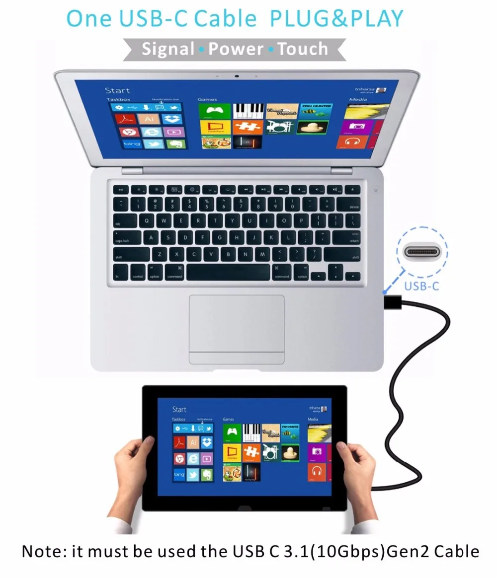 USB Portatile Monitor, 1080 p IPS Display Touchscreen con USB C/HDMI/Video, per Raspberry Pi 3 B + 2B PS3 PS4 WiiU XBOX 360 (T116D)