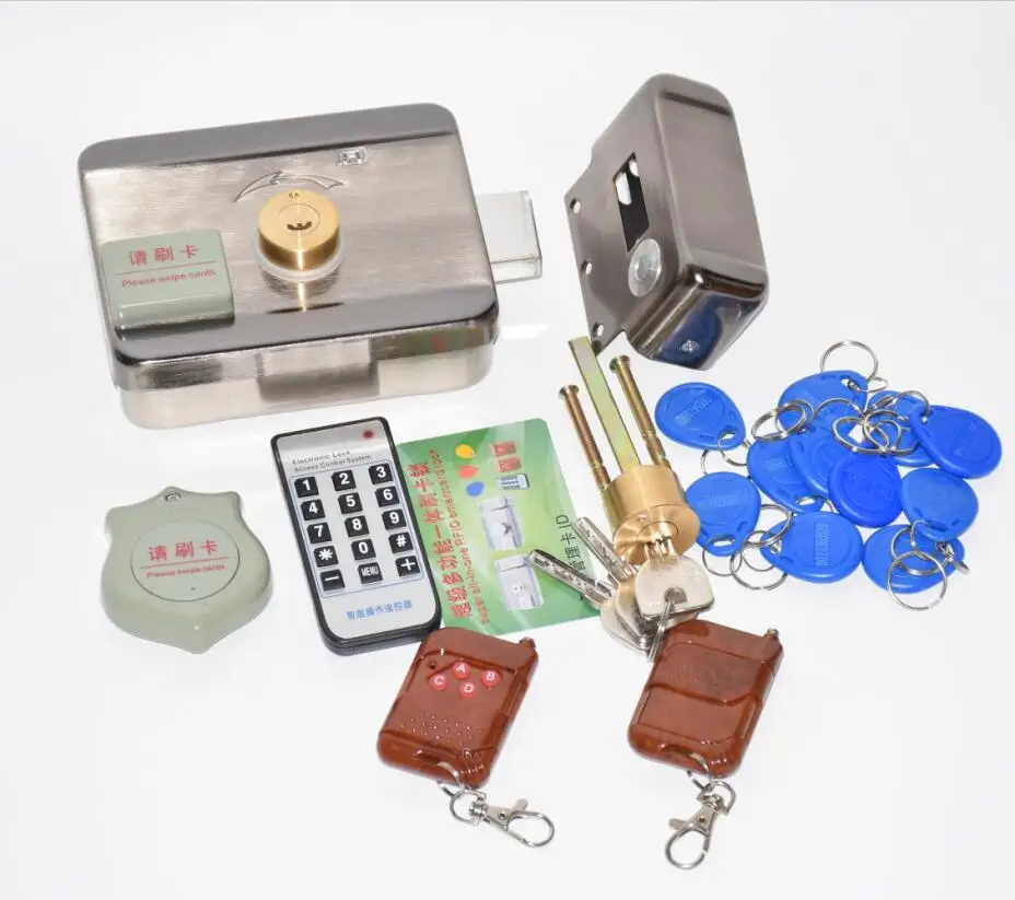 1 2 3 4 remote controls electronic lock kit DC12V integrated RFID card electronic gate door locks reading &rotating open