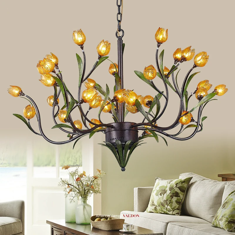 

Pastoral chandelier retro retro French romantic warm hotel lobby villa dining room dining room lighting