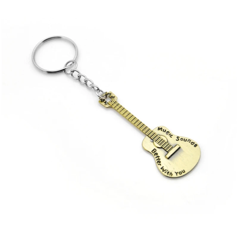 Original New Fashion Unique Guitar Keychain Purse Bag Handbag Charms Pendant For Car Keyring Women Key Chains Trinket Party Gift