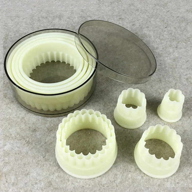 Food Grade  Plastic 9pcs/set  Fluted Circle Round Shaped Nylon  Cookie Sweets Candy Food Fruit Cutter