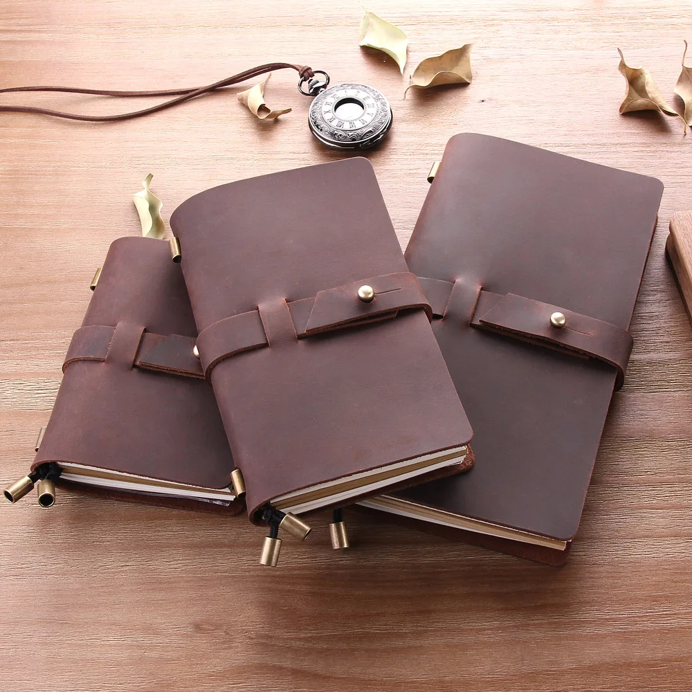 Leather Travel Journal, Handmade Travelers Notebook Refillable, Gift for Men & Women, Perfect to write in, 3 Inserts/192 Pages