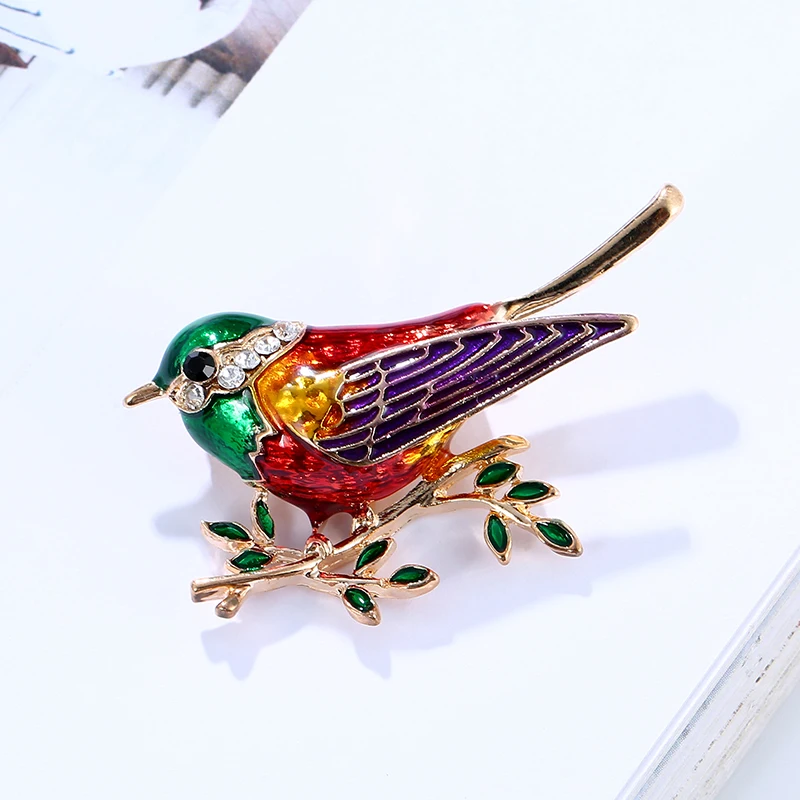 Stylish Cute Little Sparrow With Crystal Brooch Gold Color Metal Scarf Pins Women Kids Suit Clothes Accessories Jewelry image 3