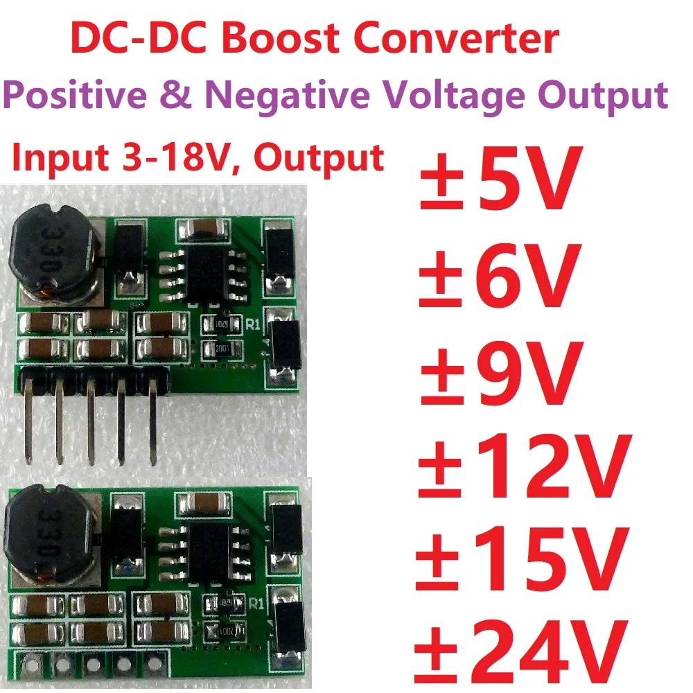 Dodatni i ujemny podwójny zasilacz wyjściowy DC-DC Step-up Boost Converter Module 1 szt +- 5V 6V 9V 12V 15V 24V