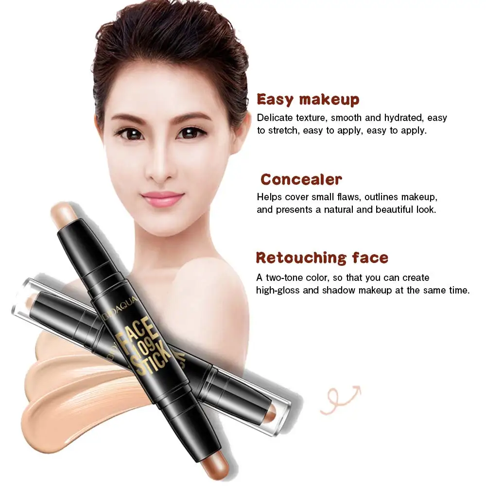 Dighealth 3D Double Head Highlighter Countour Stick Makeup Bronzer Face Concealer Pen Cosmetic Foundation Stick