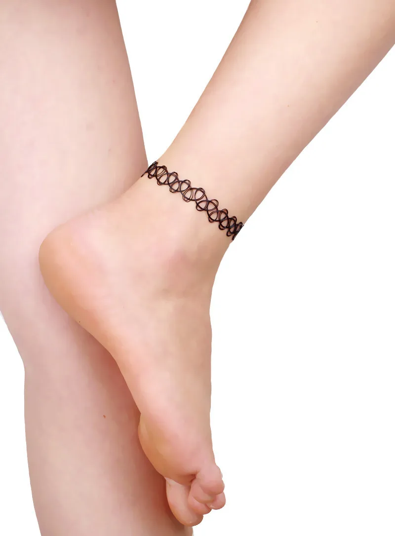 2019 Fashion Ebay Hot Selling Vintage Stretch Tattoo anklet Gothic Punk Grunge Henna Blace Elastic anklet