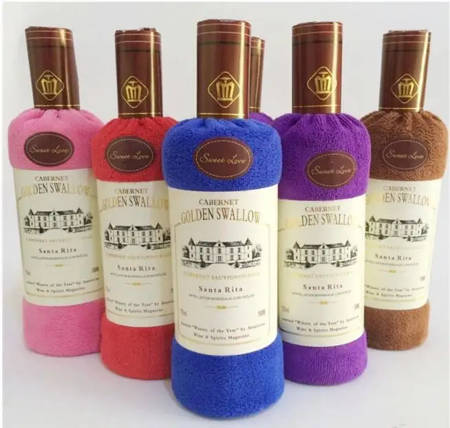 50 pieces 2022 Wholesale resell Red wine towel cake mother day gift send mom dad send promotional 100% ultrafine fiber