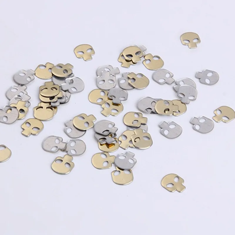 200pcs 10*12mm Gold/Silver Hot Fix Rhinestuds Skull 3D Nail Art Metal Studs Spikes Decoration Clothe Rhinestones Diy Accessories