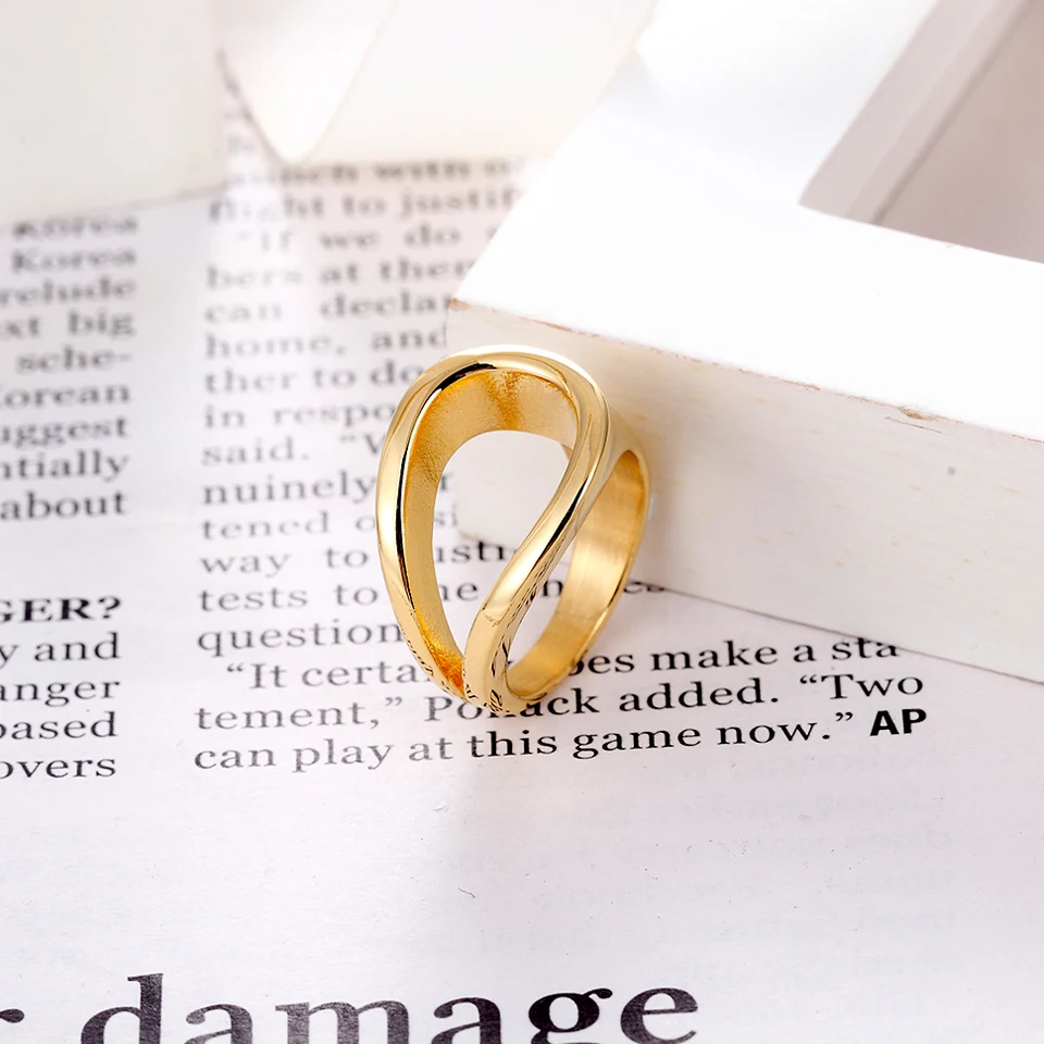 BORASI Geometric Irregular Rings For Women Girls Gift Stainless Steel Gold Color Ring Wedding Brand Fashion Jewelry Wholesale