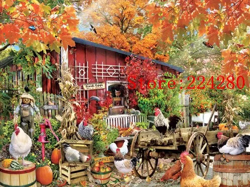 

Farm Chicken Animal Courtyard Art Needlework 14CT Canvas Unprinted Handmade Embroidery Cross Stitch Kits Set DIY Home Decor