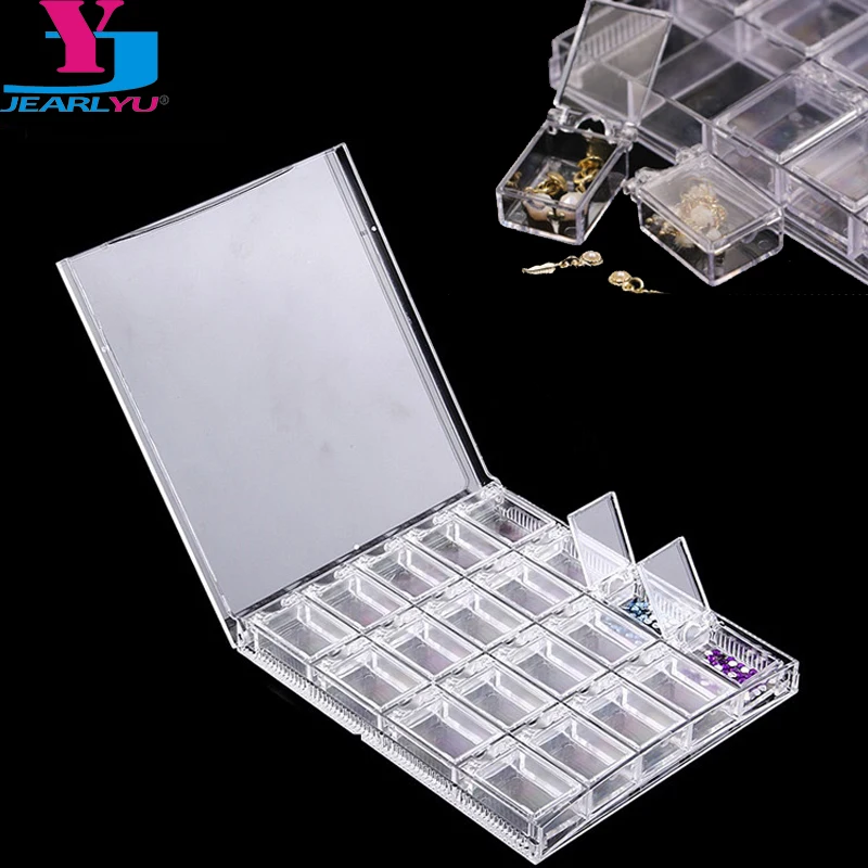 

New 20 Grid Empty Nail Art Rhinestones Storage Box Jewelry Diamonds Decorations Case DIY Accessory Transparent Acrylic Container