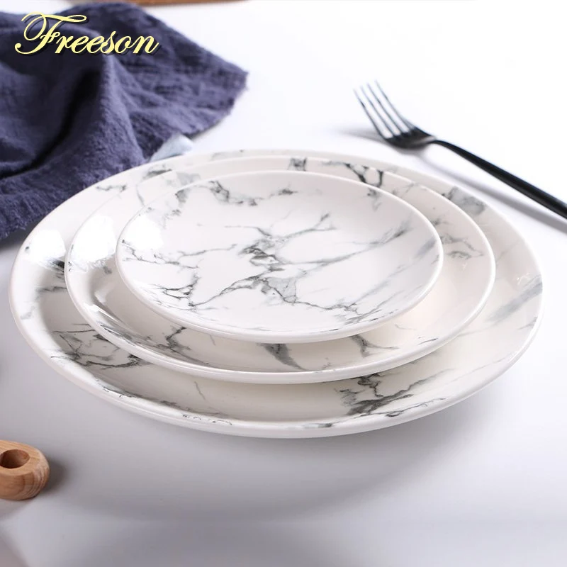 

Marbling Porcelain Plate Dessert Dish Cake Dishes Sushi Dish Noodle Plates Fruit Tray Steak Plate Dinner Ceramic Tableware