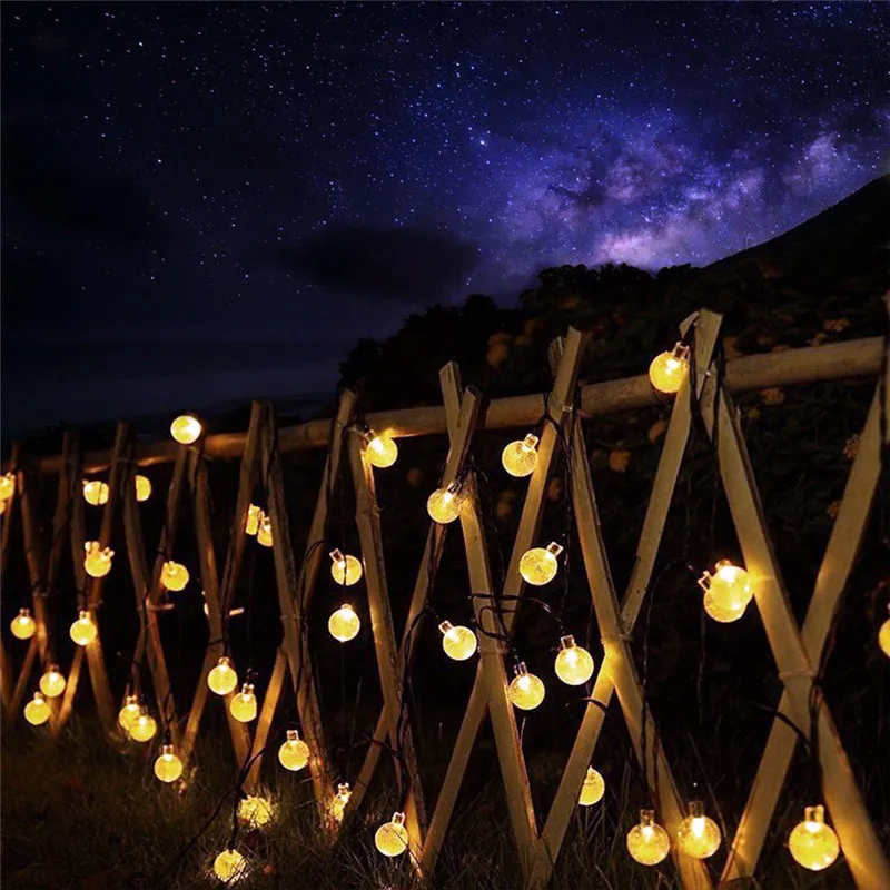 5M 10M lampada solare sfera di cristallo LED String Lights Flash ghirlanda fata impermeabile per giardino esterno decorazione di nozze di natale