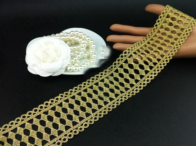 

2 yard 6cm 2.36" wide gold embroidery tapes lace trim ribbon ML37P686