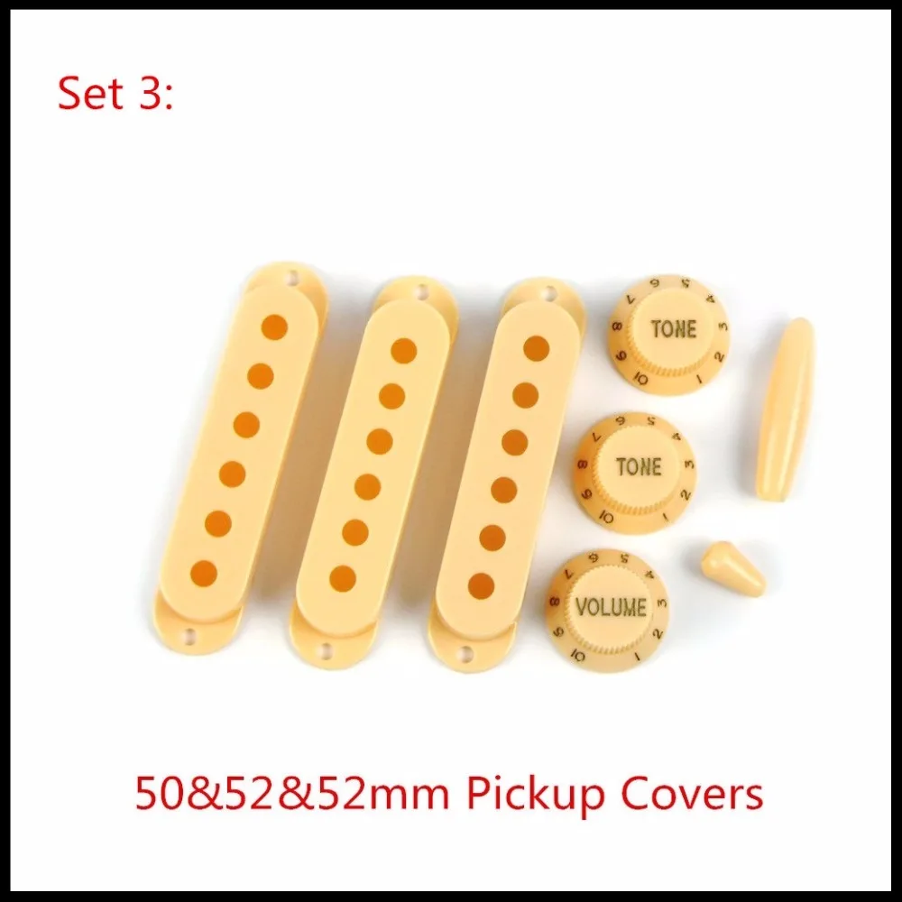 1 Set of Plastic Electric Guitar Pickup Covers +2T1V Knobs +5 Way Switch Tip + Whammy Bar Tip Yellow for FD ST Guitar Parts