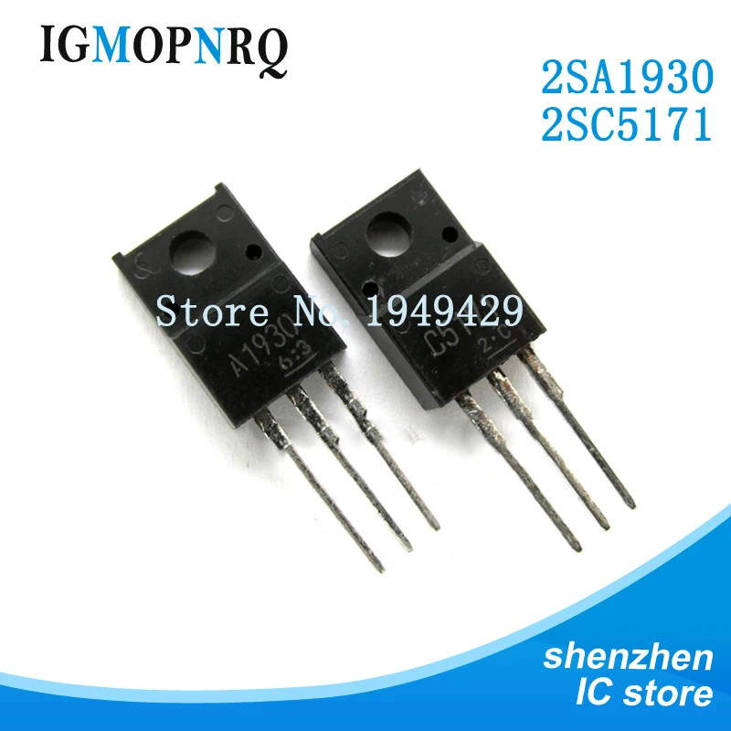 20PCS 10PCS 2SA1930 + 10PCS 2SC5171 A1930 / C5171 TO-220 (BJT) PNP 180V 2A Transistor New