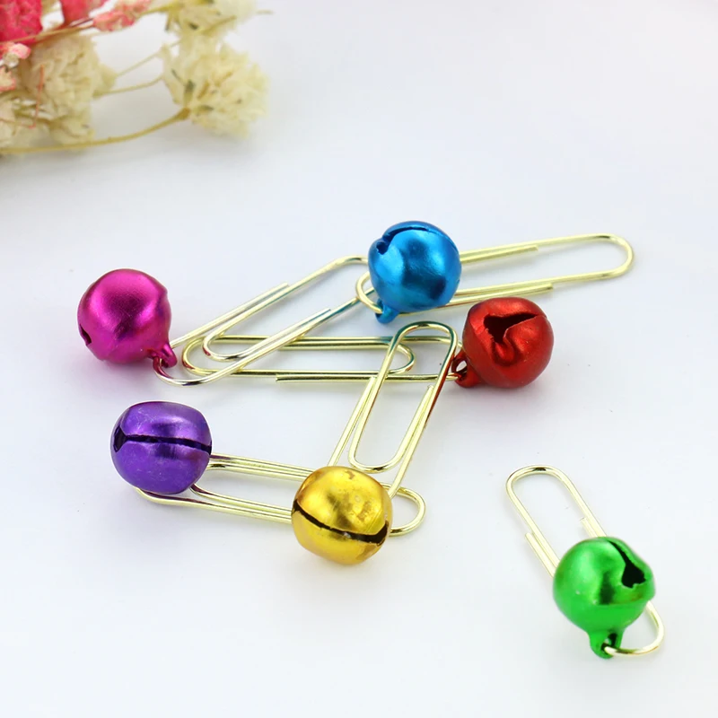 TUTU 25pcs Metal Material Bell Shape Paper Clips Gold Color Funny Kawaii Bookmark Office School Stationery Marking Clips H0109