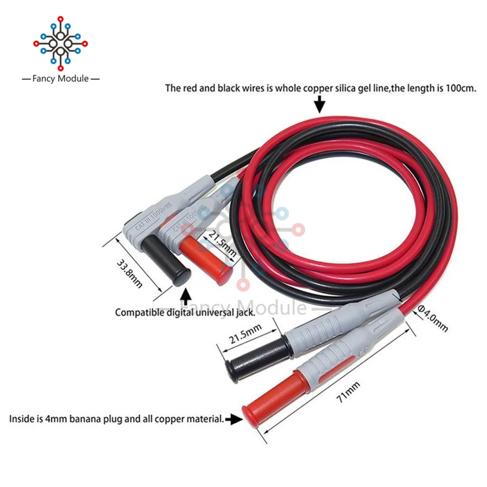 Cleqee P1033 multimetr przewód testowy wtryskowy 4mm wtyczka bananowa linia testowa prosto do zakrzywionego przewód testowy do testowania