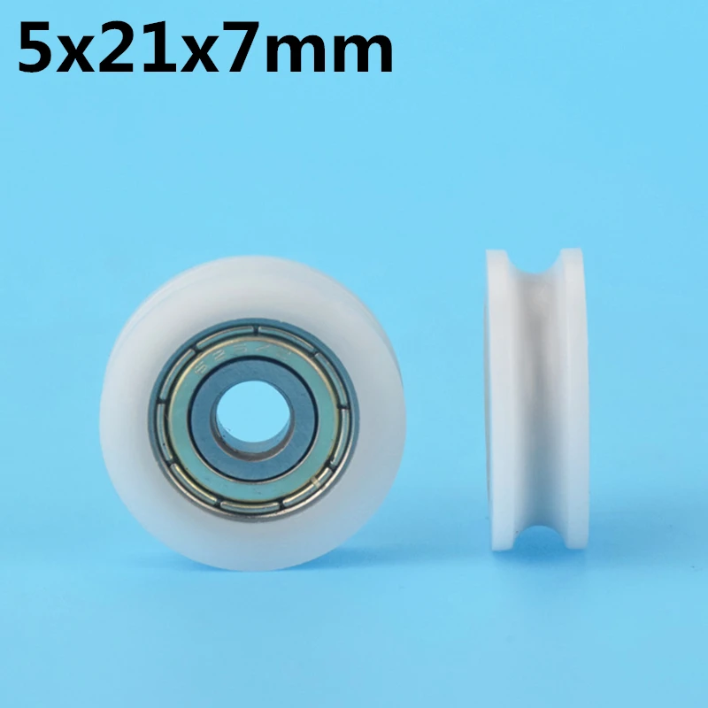 

1Pcs 5x21x7 mm U groove Nylon Plastic Wheel With Bearings POM Lead roller