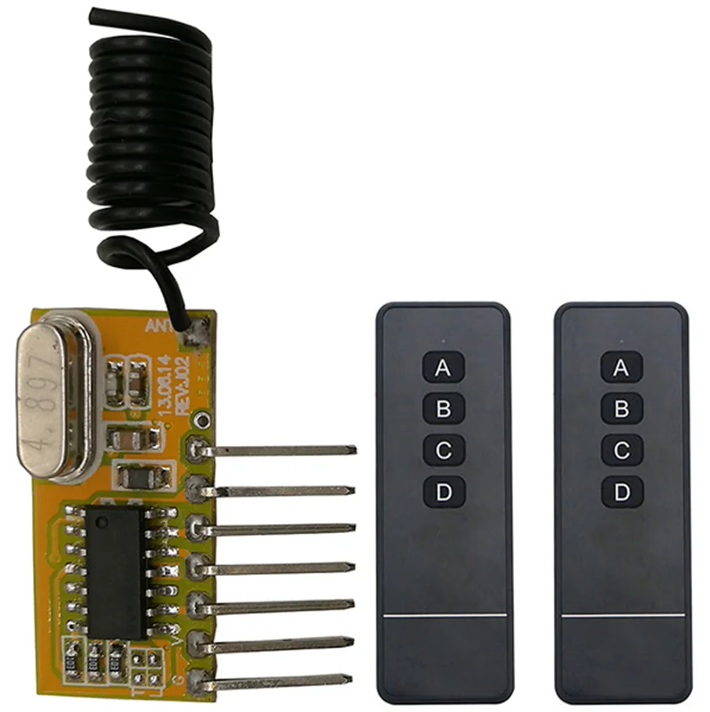 xuanlongyuan DC5V 4CH Super-heterodyne RF Transmitter + Mini Receiver Module With Learning Code /Garage Door /lamp/ window