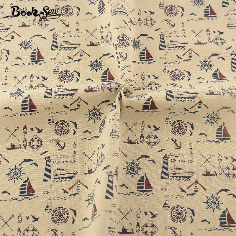 Sea Theme Design Sewing Material For Tablecloth Pillow Bag Curtain Cushion Zakka Decoration Tissu Booksew Cotton Linen Fabric