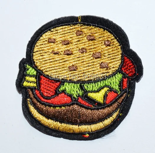 New ! HAMBURGER - BURGER - BBQ - EMBROIDERED IRON ON APPLIQUE PATCH IRON ON PATCHES