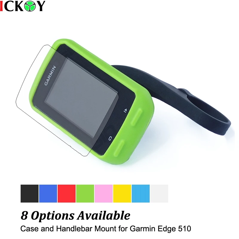 31.8mm Cycling Computer Handlebar QuickView Bracket Black Mount + Protect Rubber Green Case +LCD Screen Film for Garmin Edge 510