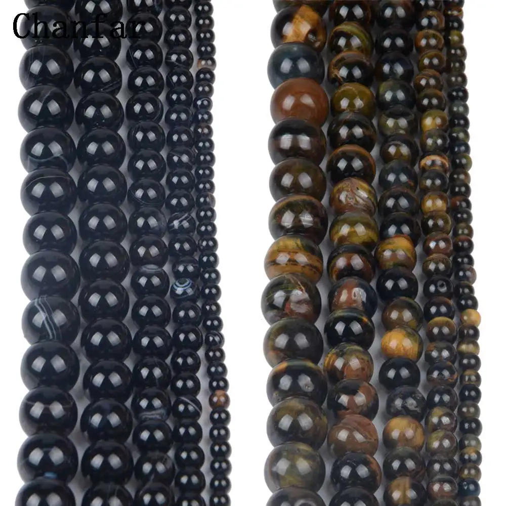 Chanfar Tiger Eye Yellow Blue Black Line Natural Stone Beads For Bracelets Necklace Fashion Jewelry Making