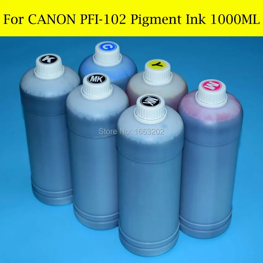 6 Liter For Canon PFI-102 Pigment Ink For Canon iPF500 iPF510 iPF600 iPF605 iPF610 iPF700 iPF710 iPF720 Printer