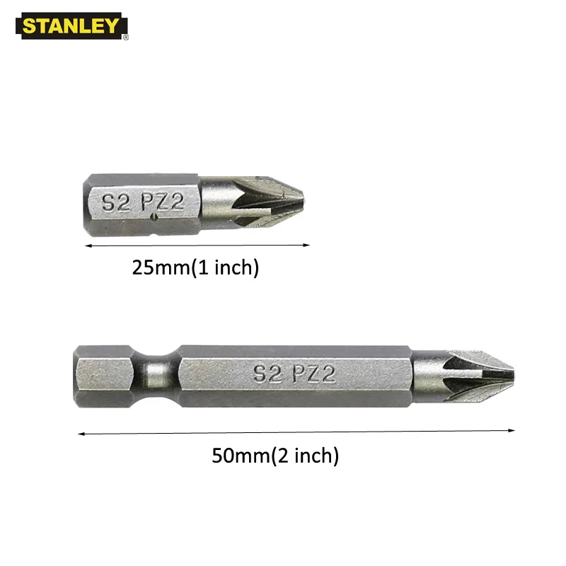 Stanley 10pcs 1/4 hexagon shank screwdriver bits PZ3 PZ2 bit screw driver kit 25mm 50mm precision head S2 alloy steel